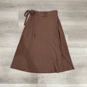 Brown Suede Wrap Skirt